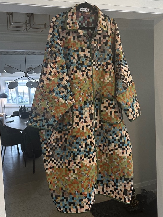 RED SKY Sought After & Sold Out Multicolour Pixel Maxi Coat - fits up to size 22 - Picture 5 of 16